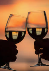 fine wine toast at sunset